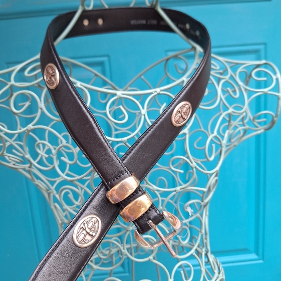 Genuine Leather GOLF Belt Mens Studded Silver Metal Buckle Golfers Logo Icon 34 - Picture 15 of 17